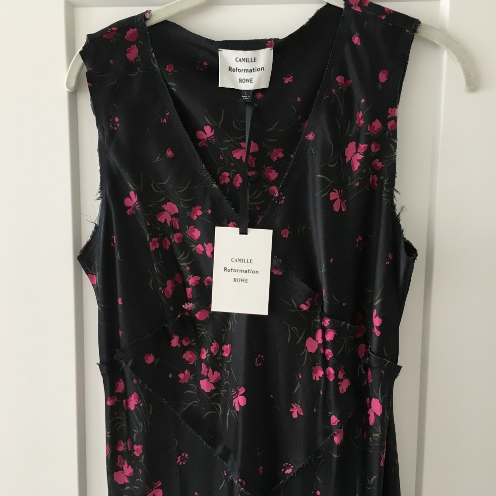 REFORMATION SILK Dress Maxi Camille Rowe Talor Floral Print Large